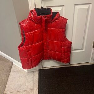 NWOT Lou & Grey x LOFT Hooded Active Puffer Vest Jacket Tango Red XL Quilted NEW